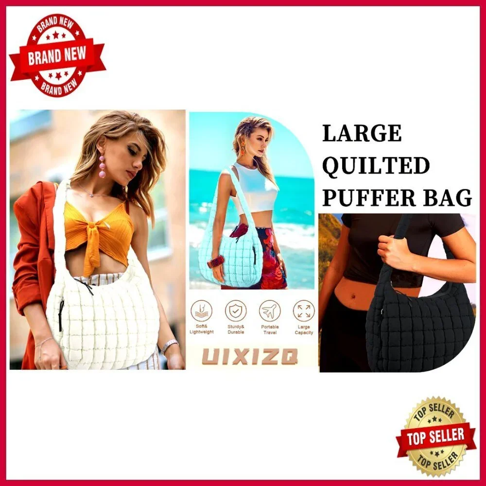 Quilted Puffer Tote Hobo Bag Crossbody Shoulder Bag Lightweight Nylon